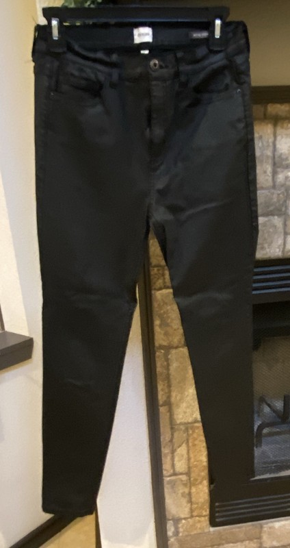 sleek/peel Women’s Mid Rise Skinny Jeans Black Denim Solid Regular Size 11/12