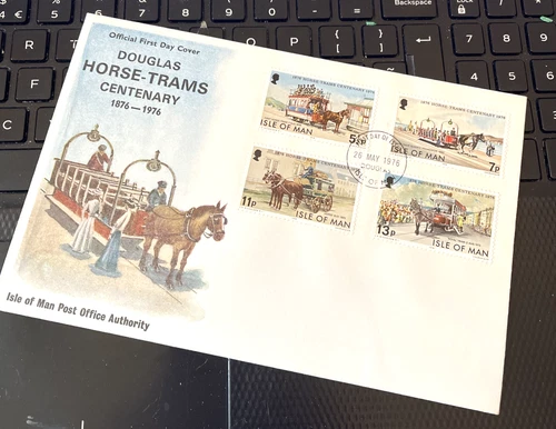 ISLE OF MAN Stamps First day cover 1976 DOUGLAS HORSE TRAMS UNADDRESSED FDC