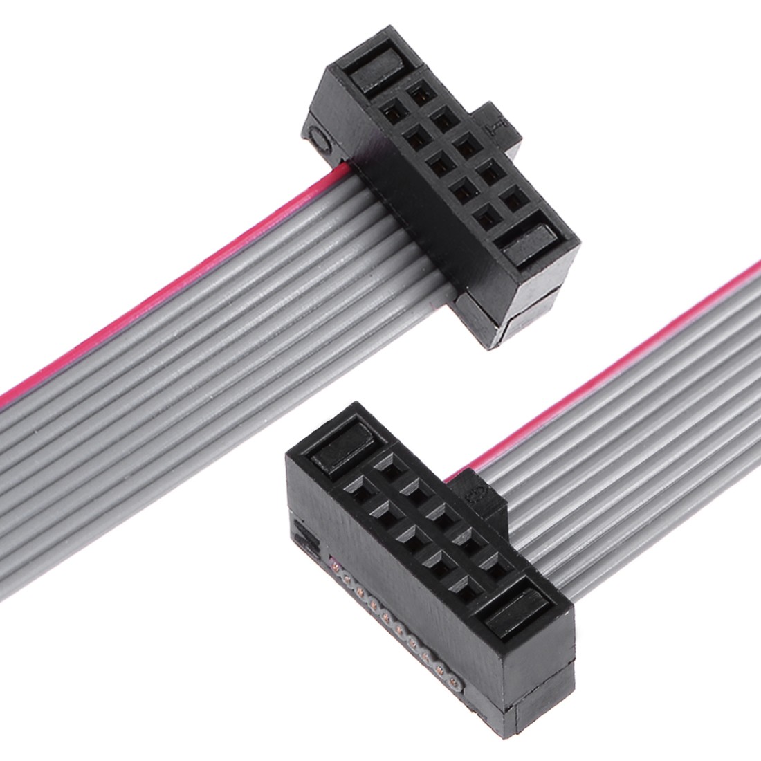 2Pcs IDC 10 Pin Connector Flat Ribbon Cable Female 20cm 1.27mm Pitch