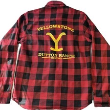 Yellowstone Dutton Ranch Montana Red/Blk Plaid Flannel Womans S Vance Leather