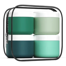 4 Pack 3oz Travel Containers, Silicone Cream Jars, Leak-proof, Lid, BPA-Free