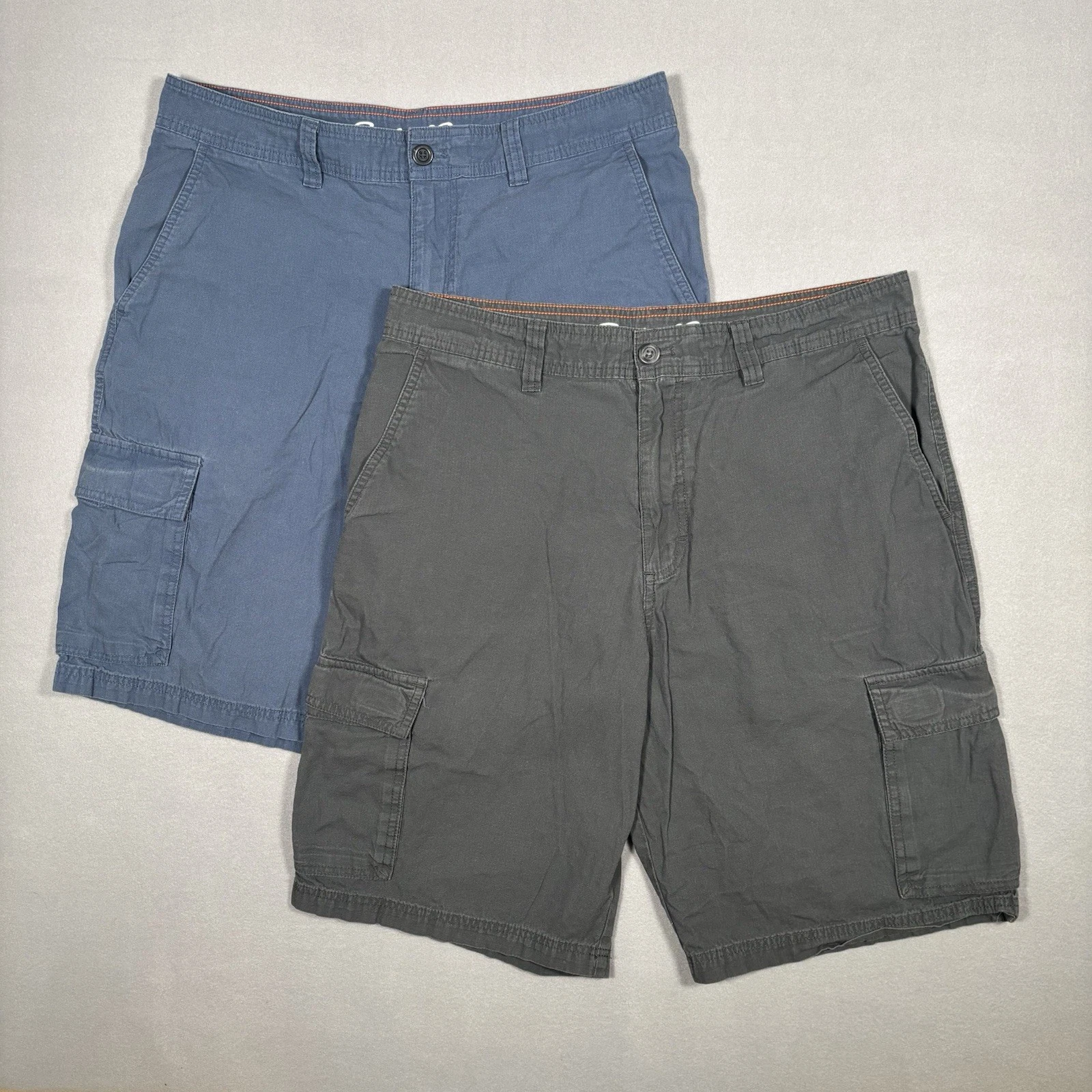 Eddie Bauer Mens 34 Lot Of 2 Gray/Blue Cargo Shorts Size 34 Hiking Fishing EUC