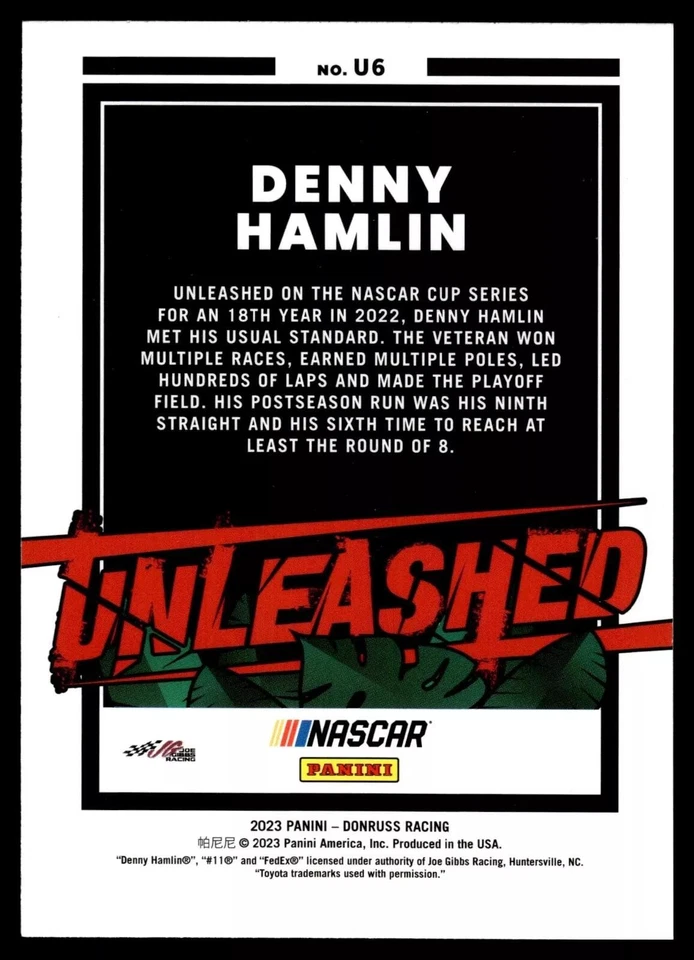 2023 Donruss Racing Unleashed #U6 Denny Hamlin - Image 2 of 2