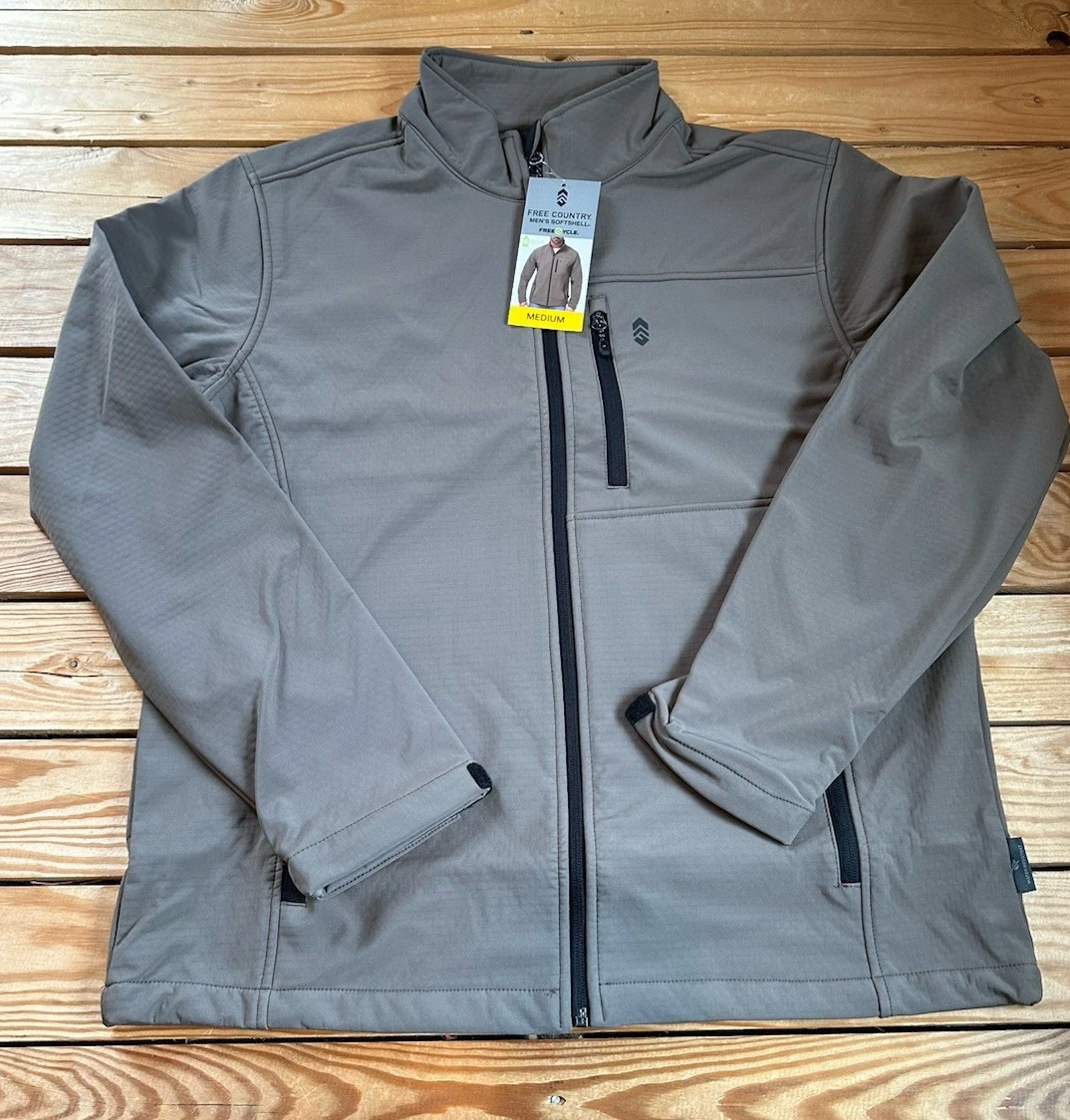 Free Country NWT Men’s Soft Shell Fleece Jacket Size M Tan HG