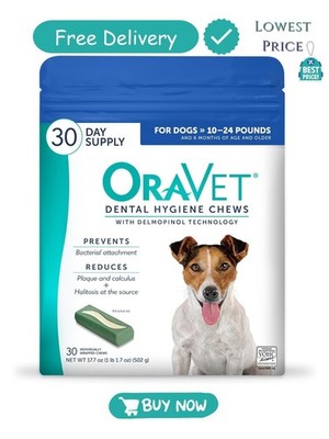 ORAVET Dental Chews for Dogs, Small Dogs, 10-24 lbs.) Blue Pouch, 30 Count