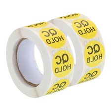 2 Roll 1000 Piece Inventory QC Hold Stickers Labels 25mm/1" Yellow
