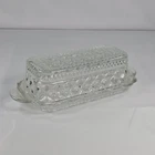 Vintage Anchor Hocking "Wexford" Clear Pressed Glass Covered Butter Dish