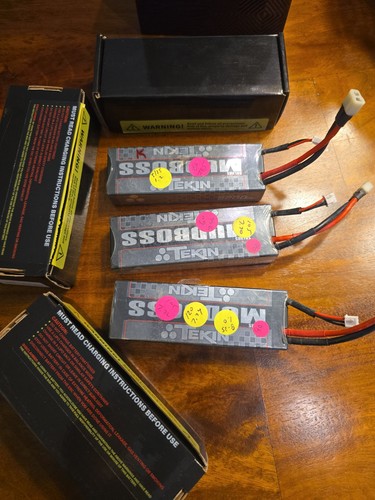 3 LIPO batteries Tekin 5200 Mah Mudboss 2 Cell 7.4 Volt 50c Lipo Battery Rc Car