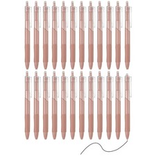 24 Pack Retractable Pens 0.5mm, Black Gel Ink Pens for Note Taking, Pink