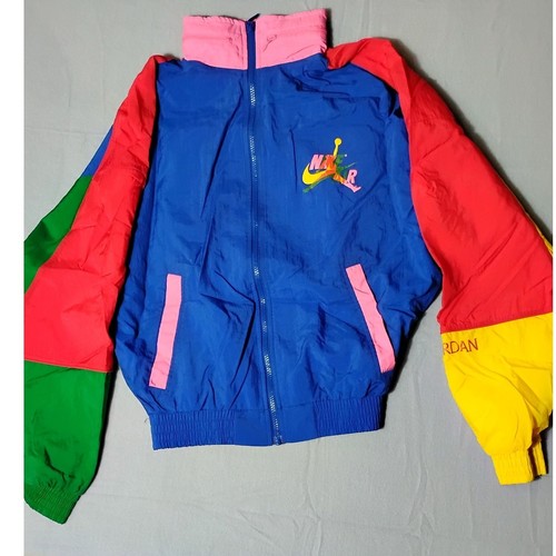 Nike Air Jordan Colorblock Windbreaker Jacket Zip Up Retro 90s Youth Large
