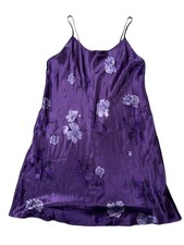 Secret Treasures Ladies Large Purple Floral Satin Nightgown Sleeveless Vintage