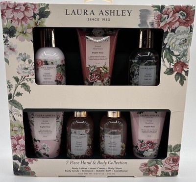 Laura Ashley 7 Pc Hand Body Body Collection Gift Set English Rose Coconut Peony