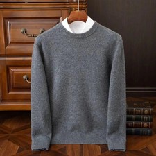 Cashmere Sweater O-neck Pullovers Men's Loose Knitted Bottom Shirt Autumn Winter