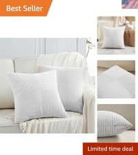 Versatile 2 Pack White Decorative Pillow Covers 18x18 - Machine Washable Comfort