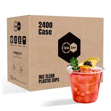 2400 Pack 9 OZ Clear Plastic Cups Bulk, 9 Ounce Disposable Water Cold Drinkin...
