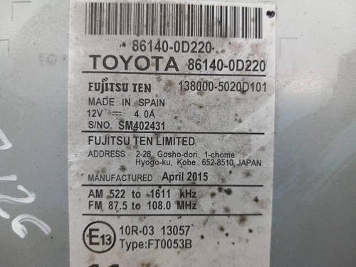 861400D220 Schermo Multifunzione per TOYOTA YARIS (P13) HSD Active 2015 1075383 - Foto 6 di 10