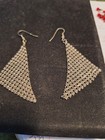 Black Mesh Earrings Feature Chainmail Style Linked Creates a Triangles... — photo 2