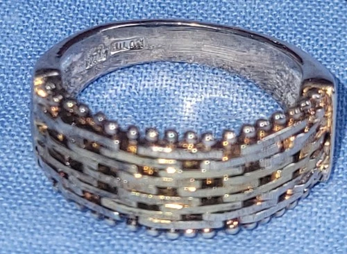 Italy Milor 925 Sterling Vintage Ring Textured Basket Weave