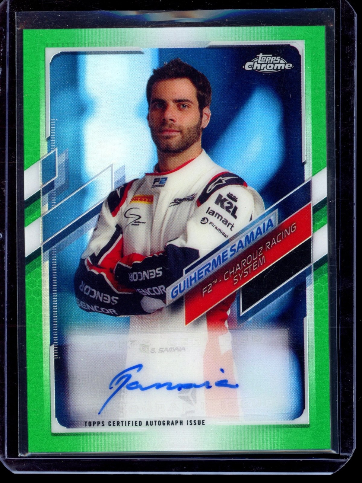 2021 Topps Chrome Formula 1 F1 Guilherme Samaia Rookie Green Auto /99 AU RC