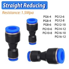 PG Pneumatic Air Tube Straight Reducing Push Fit Connector Pipe Fittings Adapter