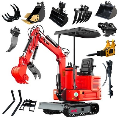 1.4Ton Mini Excavator Digger Kubota Diesel Engine Tracked Crawler +10 Attachment