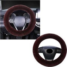 Fuzzy Steering Wheel Cover, 15 inch Soft Wool Fur Steering Wheel Color: Coffee