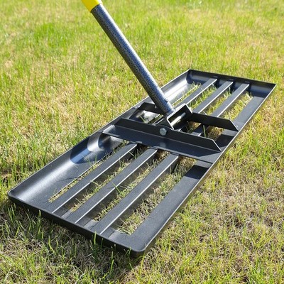 Heavy Duty Lawn Leveling Rake Adjustable Handle Yard Soil Grass Dirt Level Rake