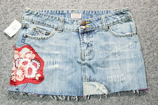 Abercrombie  Fitch NWT embroidered floral print denim jean mini skirt women 2