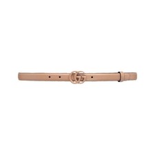 Authentic Women's Gucci Rose Beige GG Marmont Thin Leather Belt 409417 New
