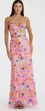 Mac Duggal 68067 Sz 8 Pink Floral Sequined Cut Out Strappy Back Long Gown $398