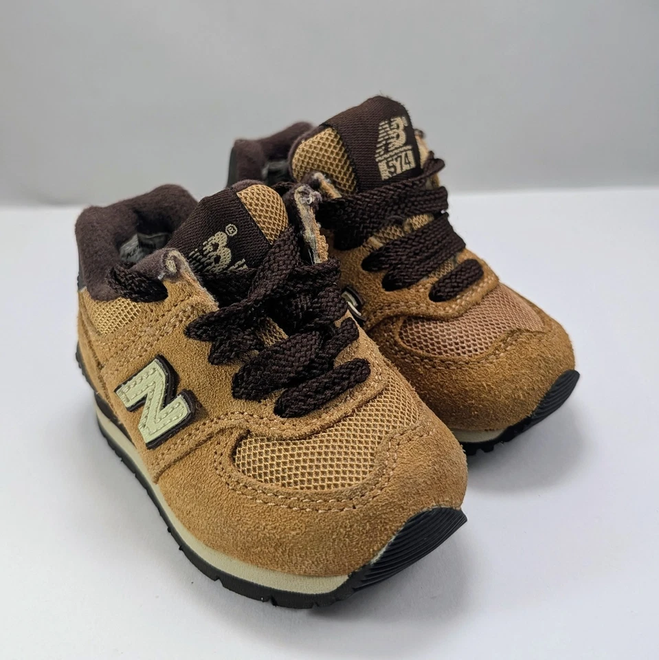 New Balance 574 Sneakers Baby Infant Toddlers KJ574 Shoes Size 3 Camel Brown  - Image 4 of 4