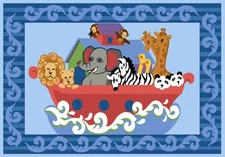 4x6 Home Dynamix Blues Pictorial Children's Rug KI003-303 - Aprx 3' 7" x 4' 7"