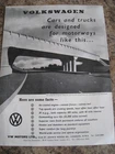 VOLKSWAGEN CARS AND TRUCKS VW MOTORS LIMITED LONDON 1960 ADVERT FILE 62