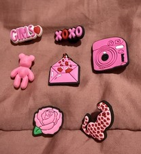 7pc Pink Girl Xoxo Shoe Charms For Croc Shoes