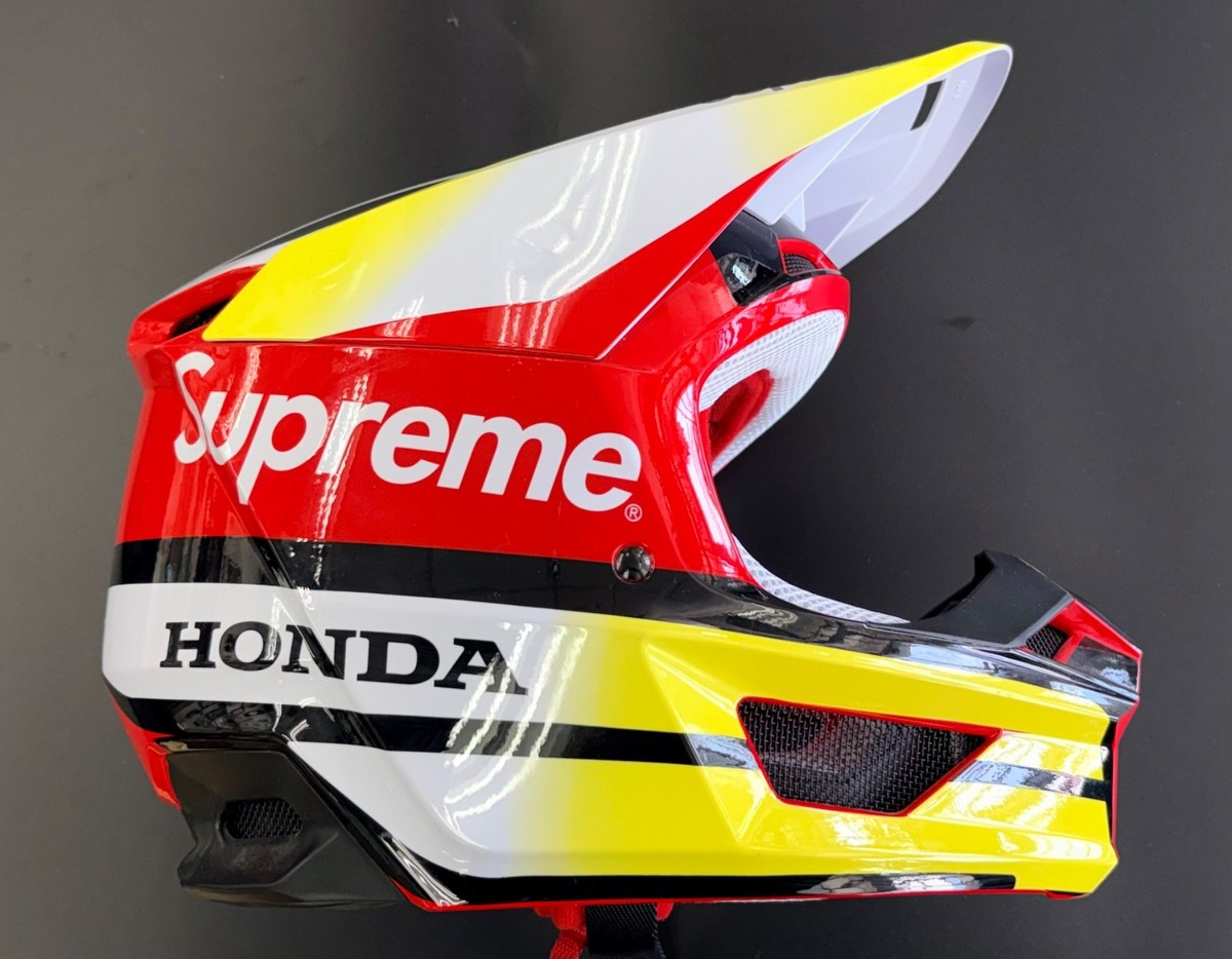 SUPREME x Honda x Fox V1 racing helmet (size M) Yellow Red Black