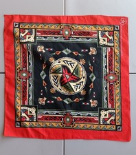 Vintage 80s Wamcraft Bandana Made in USA Southwestern Red Black Bird Print