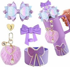 5PCS Bling Silicone Accessories for Stanley Tumbler 30oz 40oz Cup Straw Boot