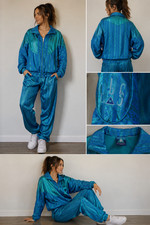 Vtg Le Coq Sportif Tracksuit Womens M Blue Teal 2 Pc Jacket Pants 80/90's