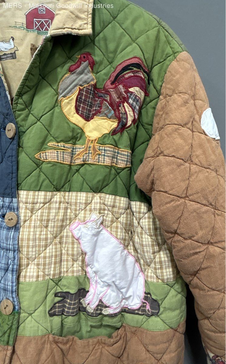 VTG Patch Magic Quilted Jacket Size Large Farm An… - image 3