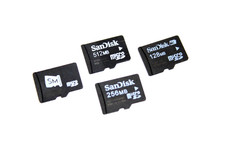 Lot of 4 MicroSD Cards SanDisk  SM 128MB 256MB 512MB Working