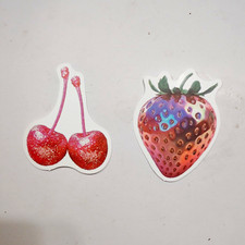 Sparkle Cherry Psychedelic Strawberry Sticker Pack Waterproof Vinyl Decals