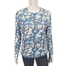 Women's Sun Protection UPF 50+ Long Sleeve Beach Tee Shirt Top Navy Size Medium