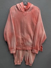Anthropologie Daily Practice Oh So Good Hoodie Sweatshirt Sweat Set Large Coral