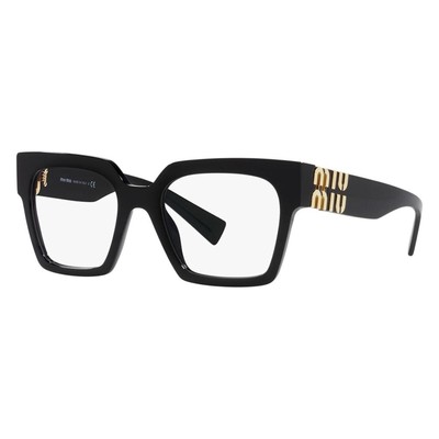 CopMIU MIU MU 04UV Black Gold 1AB-1O1 Women Square Eyeglasses