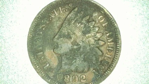 VG10 1892 Indian Head Cent  Strong Detail ZINC Like Shine