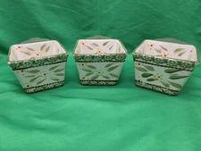 Set of 3 Temp-tations Old World Green 10 Oz Square Bakers Retired Ovenware 