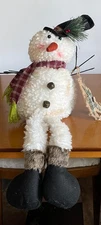 Glitzhome 28" Fabric Plush Christmas Snowman Primitive Style Shelf Sitter