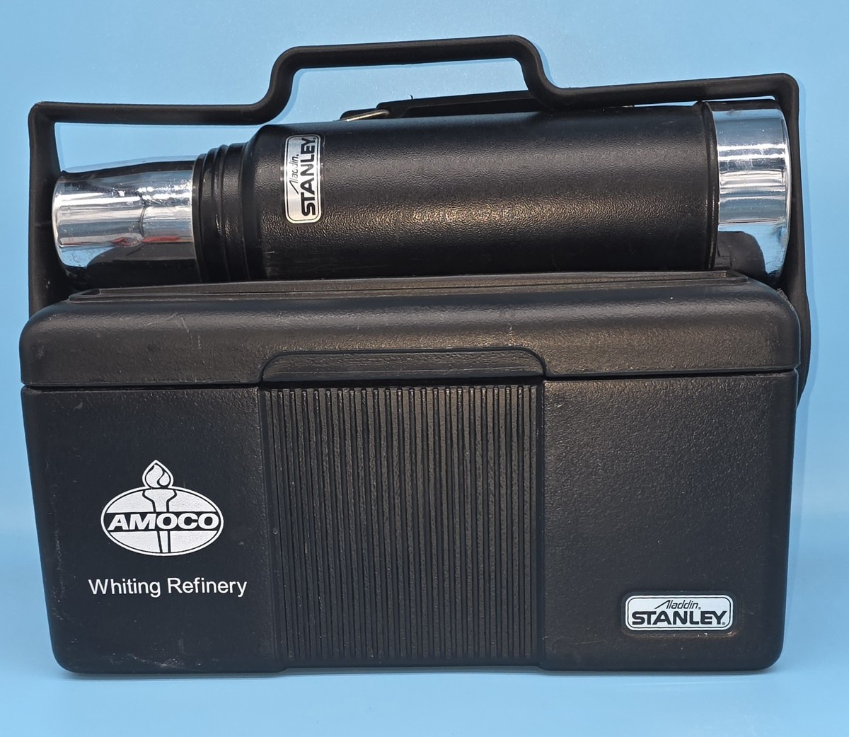 STANLEY ボックス(ブラック)モカエキスプレスSET Vintage Stanley Aladdin Lunch Box Thermos Set Black amoco refinery