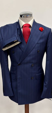Blue pinstripe double double breasted wool suit