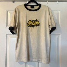 Vintage BATMAN Baseball T-shirt By CHANGES Size Large STAINED SEE PHOTOS Y2K